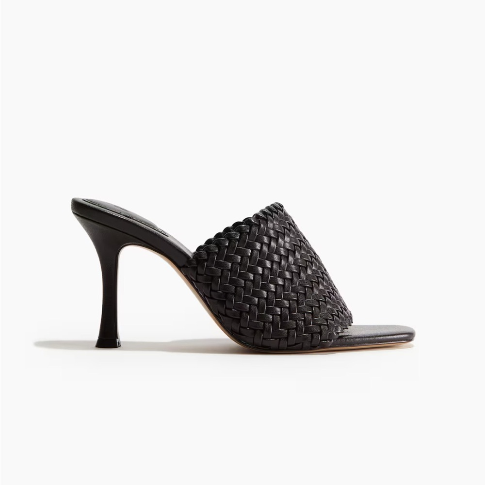 H&M Black Braided brown High Heel Mules size 9